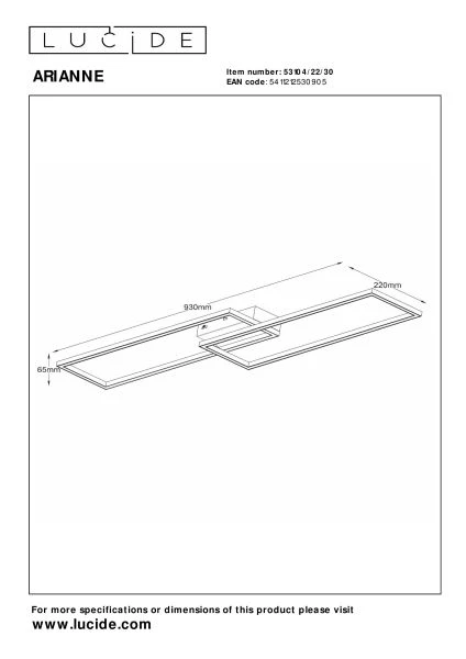 Lucide ARIANNE - Lámpara de techo - LED - CCT - 1x23W 2700K/4000K - Negro - técnico